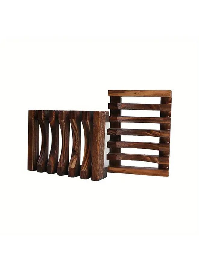 Charcoal Burning Color Wooden Soap Holder With Drainage Rustic Bathroom Soap Dish - Image 5